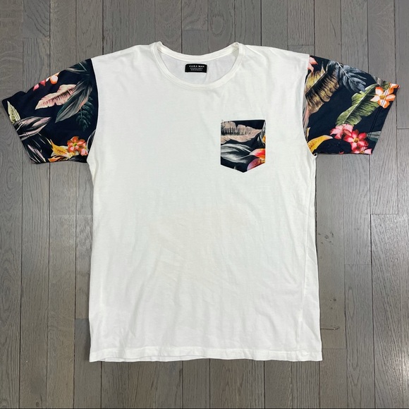 Zara Other - Zara Man Tropical Print Short Sleeve Pocket Tee